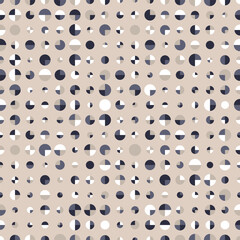 Elegant monochrome Polka-Dot seamless vector pattern. Geometric background with tiled circles and semicircles. Great for fashion fabrics, interior design, wallpaper and packaging.