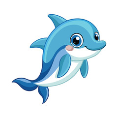 Vector of illustration Cartoon cute Dolphin on white