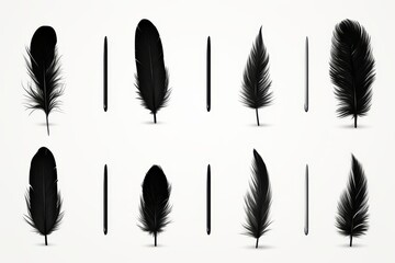 hand drawn feathers set