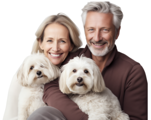 Pet Parent, Photographs of happy elderly people and dogs that are like members of their families. PNG