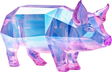 pig,holographic crystal shape of pig,pig made of crystal isolated on white or transparent background,transparency 