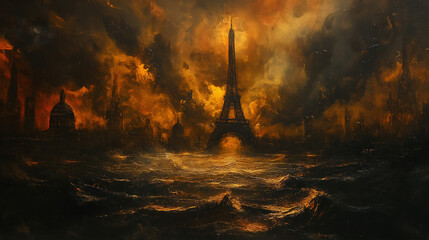 gothic painting of Eiffel Tower