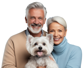 Pet Parent, Photographs of happy elderly people and dogs that are like members of their families. PNG