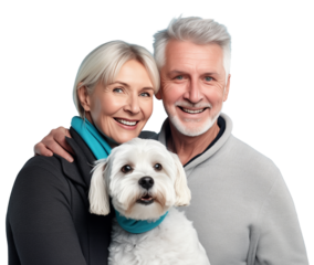 Pet Parent, Photographs of happy elderly people and dogs that are like members of their families. PNG