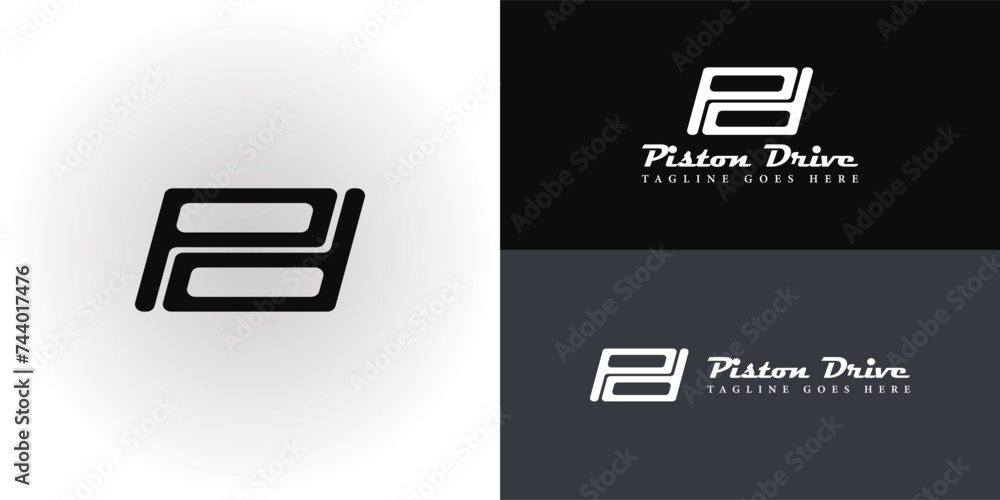Aufkleber abstract initial letters pd or dp in black color isolated in black and white backgrounds applied for