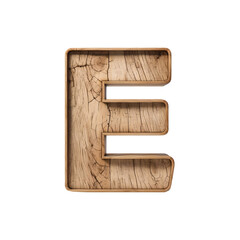 Alphabet E made from wooden on white background, Generative AI