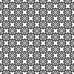 Black and white seamless abstract pattern. Background and backdrop. Grayscale ornamental design. Mosaic ornaments. Vector graphic illustration. EPS10.