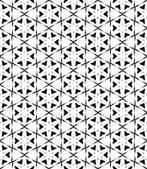 Black and white seamless abstract pattern. Background and backdrop. Grayscale ornamental design. Mosaic ornaments. Vector graphic illustration. EPS10.