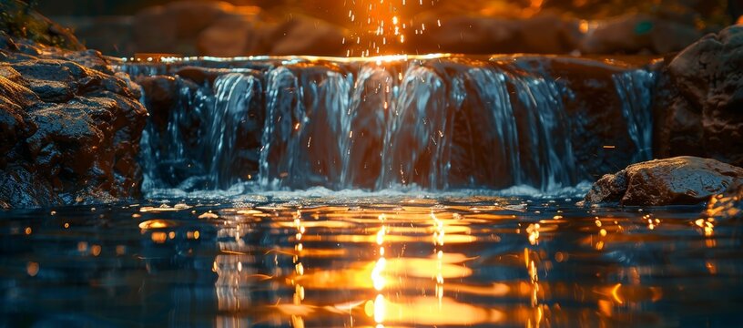 Nature's dazzling display of cascading water and warm sunlight invites us to appreciate the beauty and power of our precious water resources in the great outdoors
