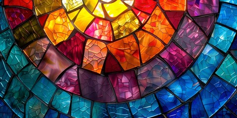 Colorful stained glass window texture. Abstract background and texture for design. - obrazy, fototapety, plakaty