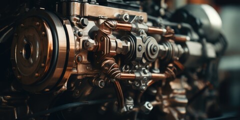 Detailed view of a train engine. Perfect for transportation industry