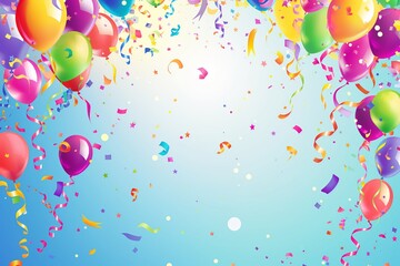 Banner or background for birthday card, in the style of carnivalesque, pictorial space, clear colors, high detailed, joyful and optimistic, colorful, contrasting.