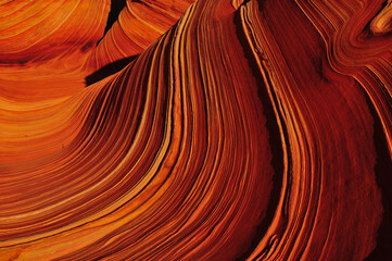 Detail of The Wave sandstone formation at sunrise, Coyote Buttes North, Vermilion Cliffs National...
