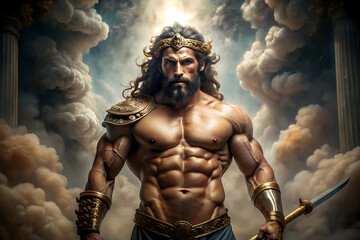 Zeus, Greek god, Greek mythology, god of heaven, lightning and thunder, head of the twelve Olympian gods,