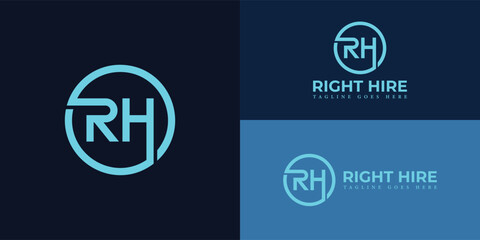 abstract initial letter RH or HR logo in soft blue color isolated in multiple deep blue backgrounds applied for virtual assistant scaling company logo also suitable for other brands or companies logo