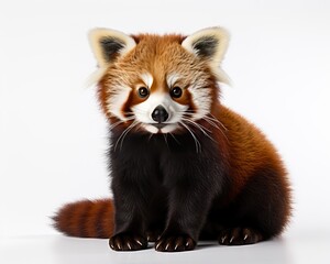Red Panda , blank templated, rule of thirds, space for text, isolated white background