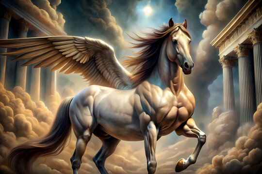 Pegasus Horse, Greek Mythology, Source, Fountain, Water, winged horse, flying horse
