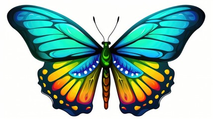 Vibrant butterfly on a plain white backdrop, ideal for nature and beauty concepts