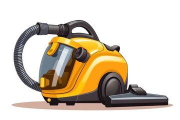 Fototapeta premium A modern vacuum cleaner in yellow and black colors. Suitable for household cleaning product promotions