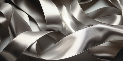 A close up of a silver ribbon on a table. Ideal for various design projects