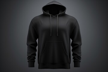 A black hoodie on a dark background. Perfect for fashion or mystery themed designs