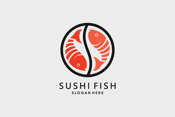Sushi onigiri logo design vector illustration for restaurant icon with creative idea