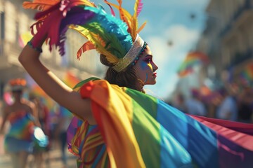 LGBTQ Pride compassionate. Rainbow domsexual colorful beginner diversity Flag. Gradient motley colored delphigender LGBT rights parade festival bluetiful diverse gender illustration - obrazy, fototapety, plakaty