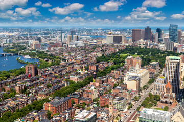 Panoramic aerial view of Boston, USA