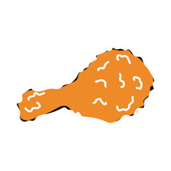 Colored fried chicken retro sketch Vector