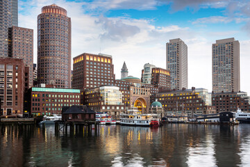 Boston cityscape at night - 744027875
