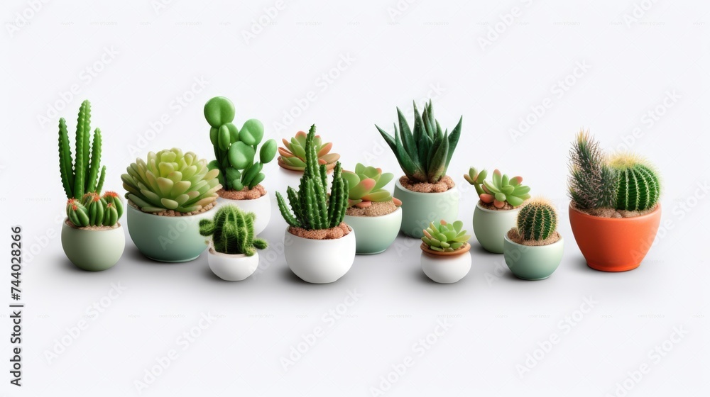 Poster A group of different types of succulents, perfect for botanical projects