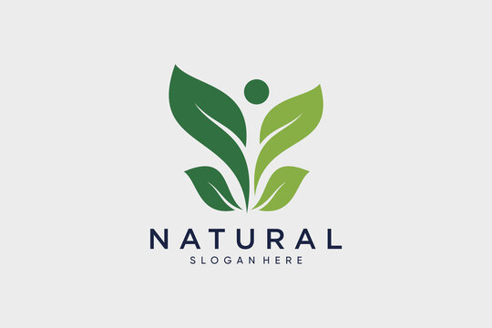 Natural organic logo leaf design vector illustration with creative idea