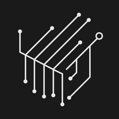 Technology tree, vector illustration on the theme of Technology tree, black and white, logo concept, logo, concept, abstraction, flat
