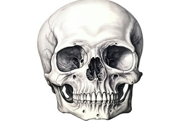 Obraz premium Detailed black and white drawing of a human skull. Suitable for medical or educational purposes
