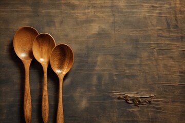 Wooden spoons on a table, suitable for kitchen concepts