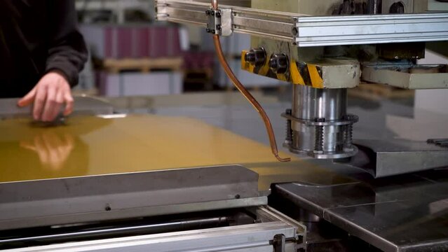 Hydraulic press stamping machine for sheet metal forming. Production of industrial metal structures.