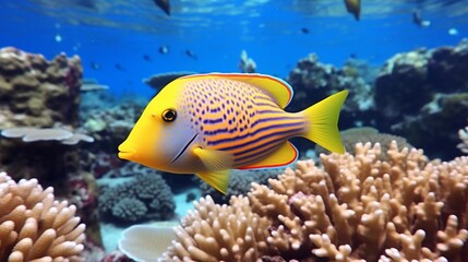 In the Red Sea, Egypt, an Orange-lined Triggerfish (Balistapus undulatus).