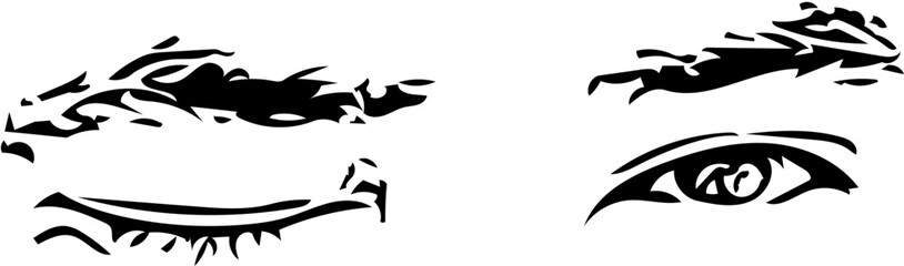 Vector illustration of winking man eyes in black and white 