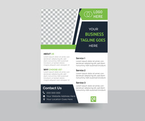 Business flyer, brochure design, magazine or flier mockup in blue & green colors,flyer in A4 size
