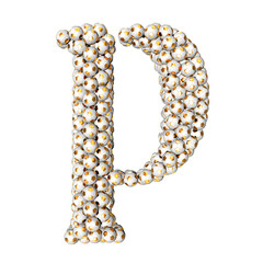 Symbols made from gold soccer balls. letter p