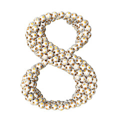 Obraz premium Symbols made from gold soccer balls. number 8