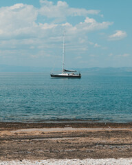 A solitary ship enjoying the peaceful waters of Agistri