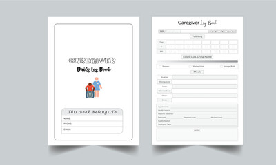 Caregiver daily log book planner design template