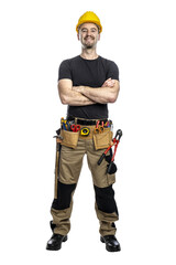 Confident construction worker isolated on transparent background