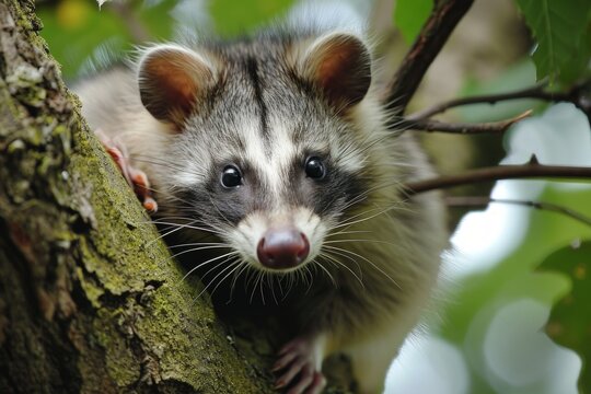 Zarig&uuml;eya trepando en un &aacute;rbol