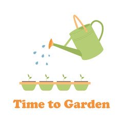 time to garden. spring banner. growing vegetables. vector illustration