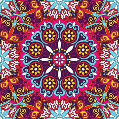 Seamless floral pattern with mandala vector illustration