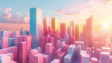 High-Tech Cityscape in Pastel

