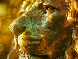 photo, in good lighting, of a person born under the zodiac sign Leo, iridescent colors golden light, light gray, light orange and light green, play of light and shadows Concept of astrologers.