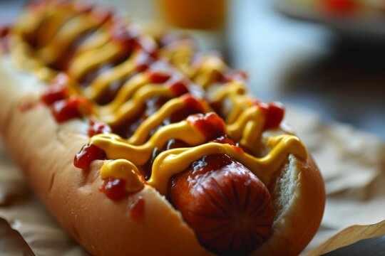 Hot dog con mostaza y ketchup